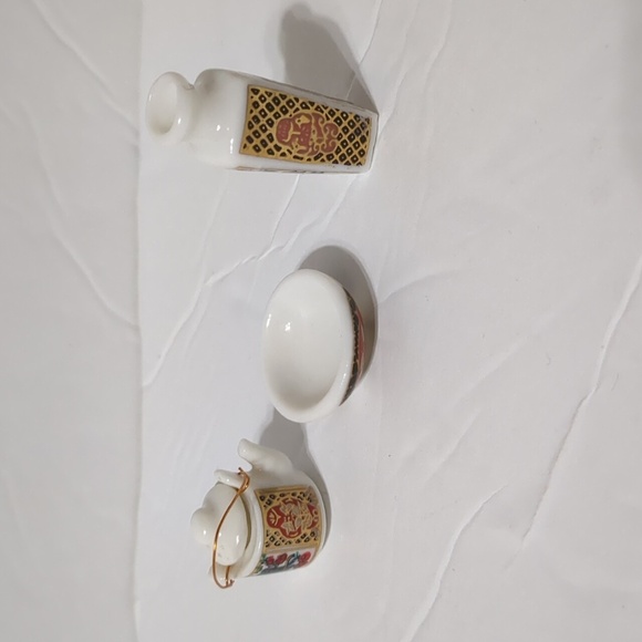 Vintage Miniature Porcelain Asian Dollhouse 3 lot - Picture 1 of 8